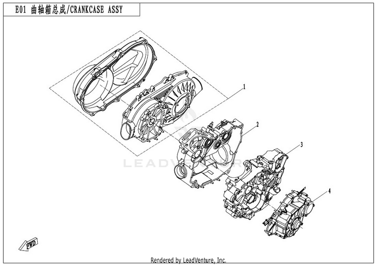 Crankcase Assy CFORCE 400 CF400AU 2017 Crystal Orange Schematic