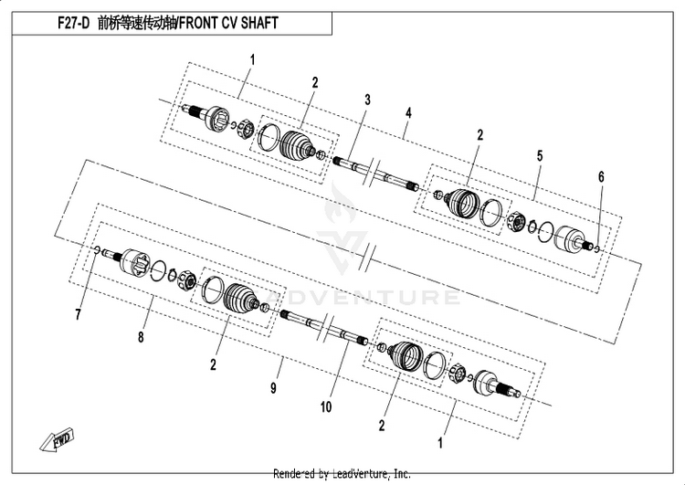 Front Cv Shaft CF800-3 UFORCE 800 EPS 2018 Grey Schematic