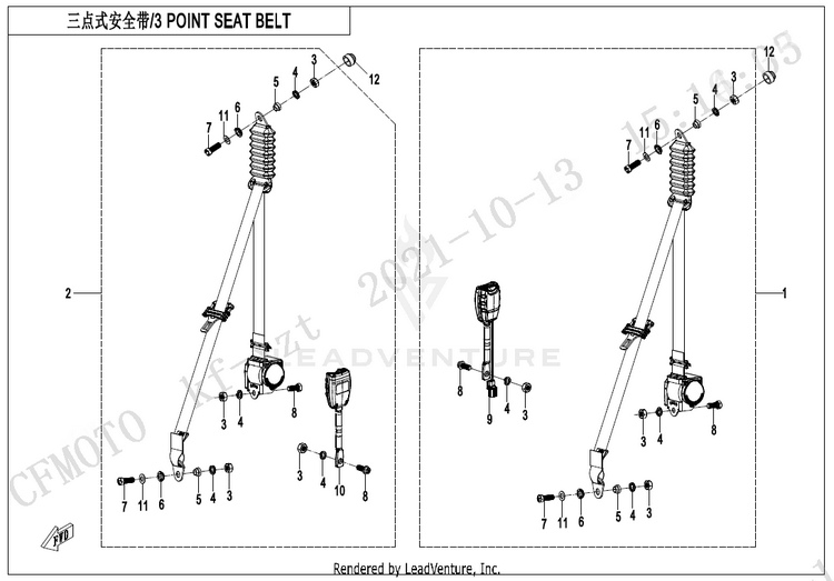3-Point Seat Belt ZFORCE 950 HO EX CF1000SZ-D 2022 Lava Orange Schematic