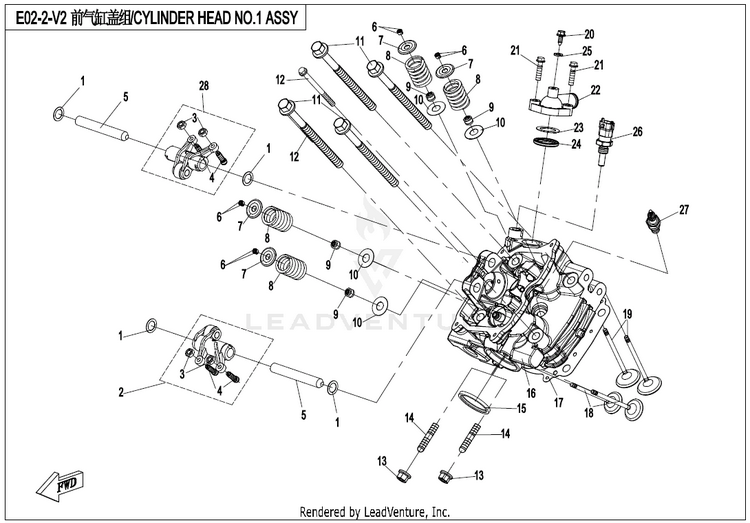 Cylinder Head No.1 Assy ZFORCE 950 Sport CF1000US-A 2020 Fire Red Schematic