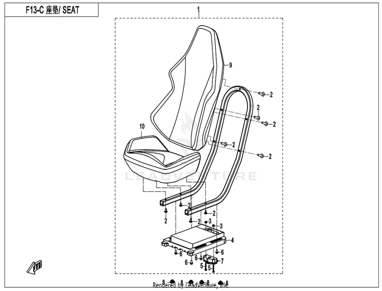 Seat (Black & White) CF800 ZFORCE 800 EX EPS 2022 ATHENS BLUE Schematic