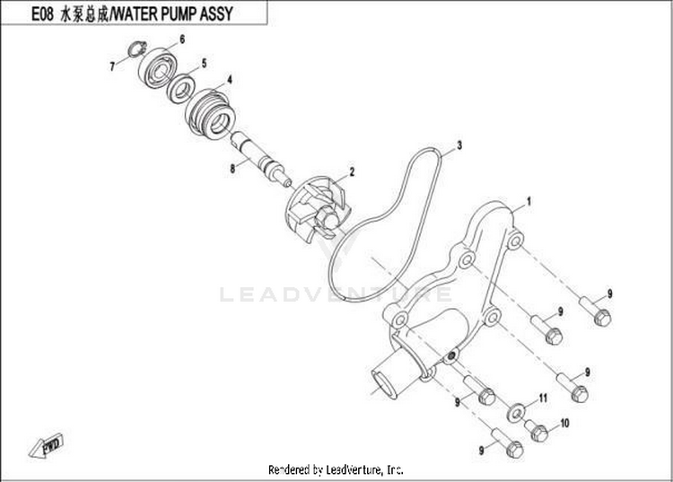 Water Pump Assembly CFORCE 500 HO CF500AU-6L 2017 Crystal Orange Schematic