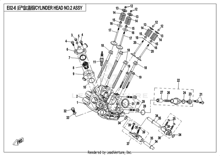 Cyl Head No.2 Assy (Transmission End) CF800-3 UFORCE 800 EPS 2018 Grey Schematic
