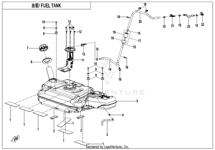Fuel Tank ZFORCE 950 HO EX CF1000SZ-D 2022 Lava Orange Schematic