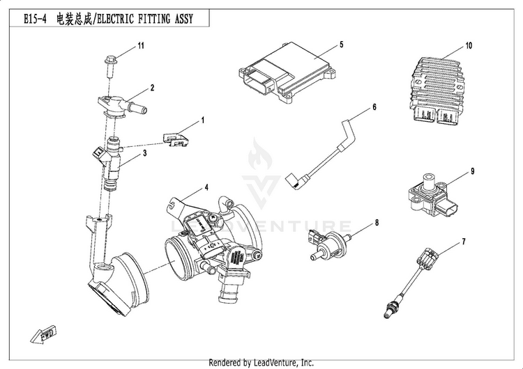 Electric Fitting Assy (Efi) UFORCE 500 CF500UU 2017 Crystal Orange Schematic