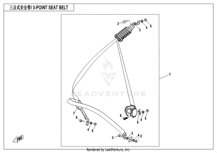 3-Point Seat Belt (Driver) CF1000UU UFORCE 1000 2019 ATHENS BLUE Schematic