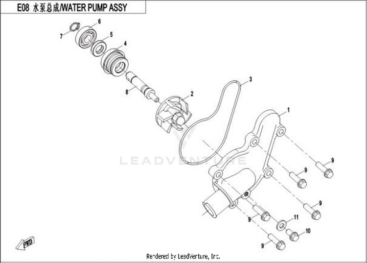 Water Pump Assy CFORCE 400 CF400AU 2016 Crystal Orange Schematic