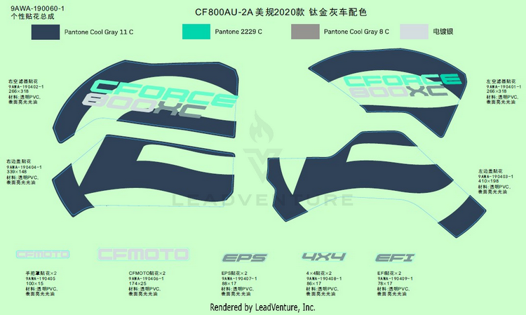Decal,2019,Usa(Titanium Gray) CF800AU-2A CFORCE 800 EPS 2020 Crystal Orange Schematic
