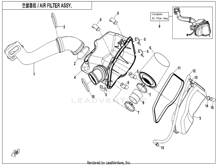 Air Filter Assy. CF800 ZFORCE 800 EX EPS 2022 ATHENS BLUE Schematic
