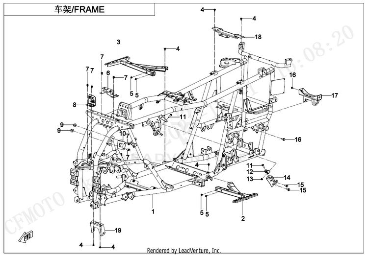 Frame CF500AZ-9S CFORCE 500 S 2022 Force Red Schematic
