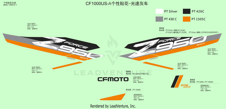Decal(Na,Ghost Gray) ZFORCE 950 Sport CF1000US-A 2020 Fire Red Schematic