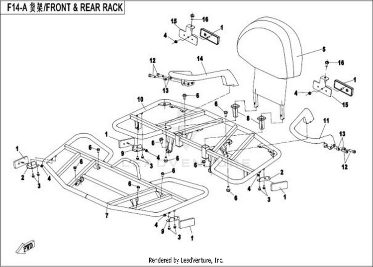 Front & Rear Rack CFORCE 400 CF400AU 2016 Crystal Orange Schematic