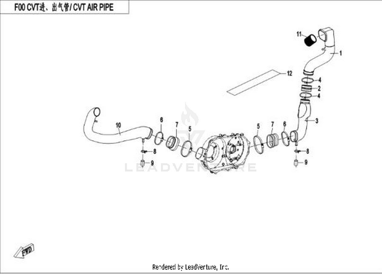 Cvt Air Pipe CFORCE 400 CF400AU 2016 Crystal Orange Schematic