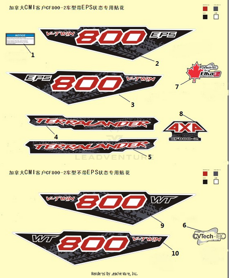 Fuel Tank Decals(Canada Cmi) CFORCE 800 CF800-2 2017 Crystal Orange Schematic