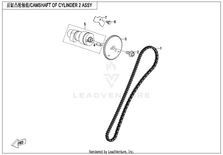 Camshaft Of Cylinder 2 Assy ZFORCE 950 HO EX CF1000SZ-D 2023 Nebula Black Schematic