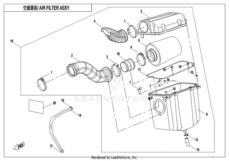 Air Filter Assy. CFORCE 400 CF400AU 2019 Crystal Orange Schematic