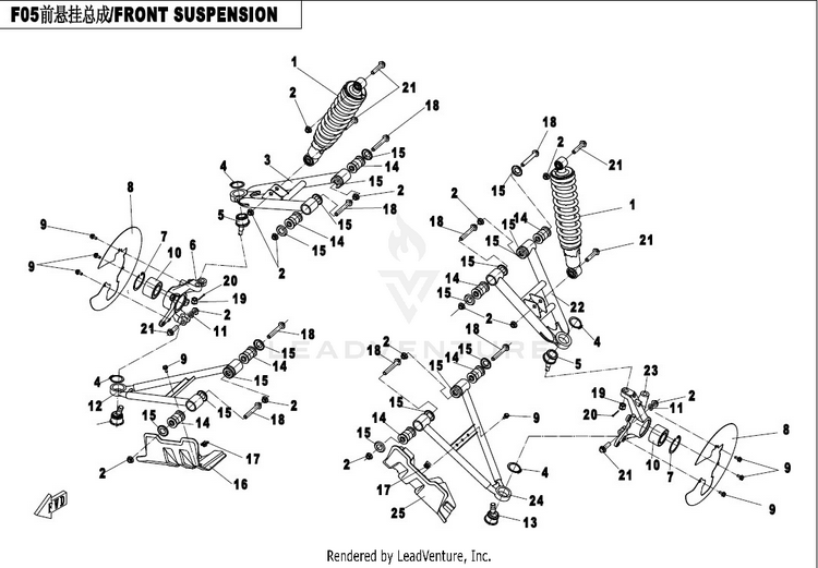 Front Suspension CFORCE 500 HO CF500AU-6L 2017 Crystal Orange Schematic