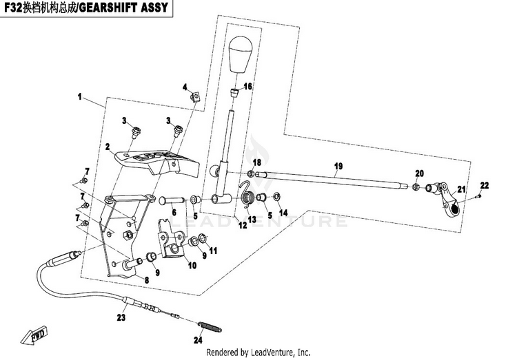 Gearshift Assy CFORCE 500 HO CF500AU-6L 2017 Crystal Orange Schematic