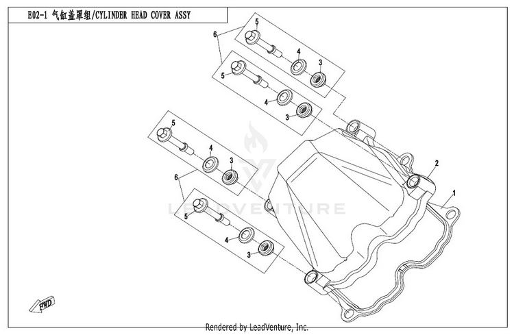 Cylinder Head Cover Assy CF500AU-7S CFORCE 500 S 2017 Ferrari  Red Schematic