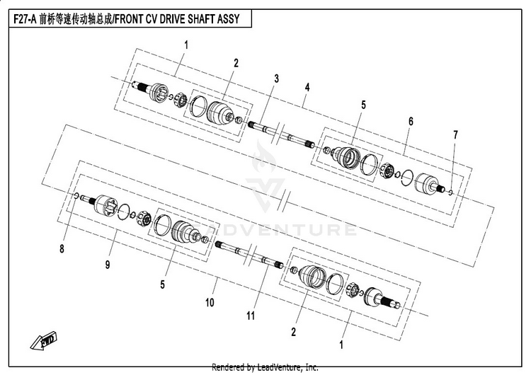 Front Cv Drive Shaft Assy (Qc) CFORCE 800 CF800-2 2017 Crystal Orange Schematic