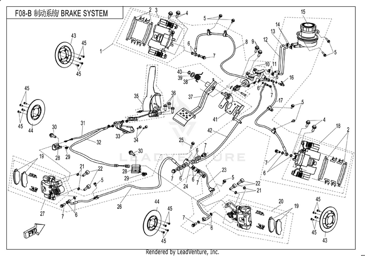 Brake System CF800-3 UFORCE 800 EPS 2018 Grey Schematic