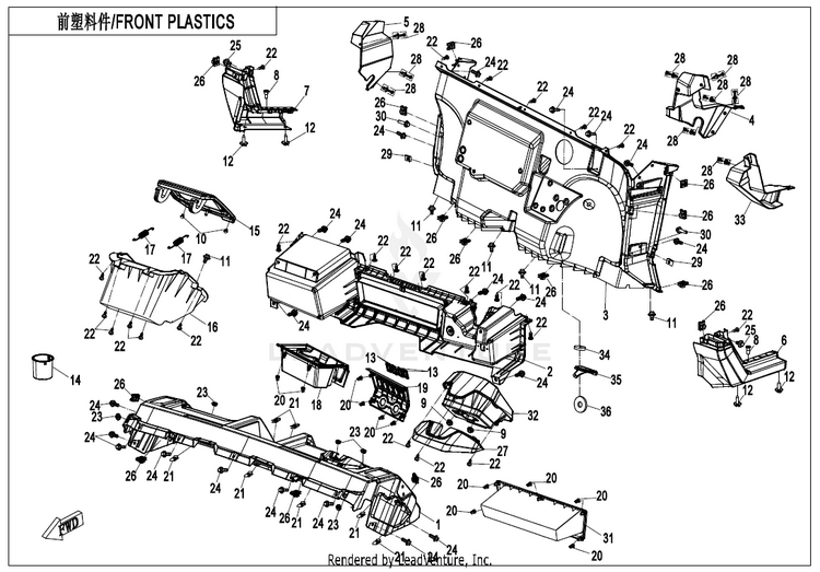 Front Plastics(For Tft) CF1000UZ UFORCE 1000 2025 Nebula Black Schematic