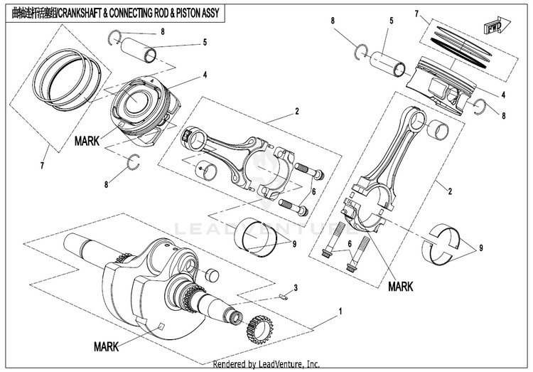 Crankshaft&Connecting Rod, Piston Assy CF1000UZ UFORCE 1000 2025 Nebula Black Schematic
