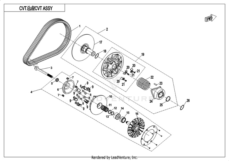 Clutch & Cvt Assy. CF1000UU UFORCE 1000 2019 ATHENS BLUE Schematic