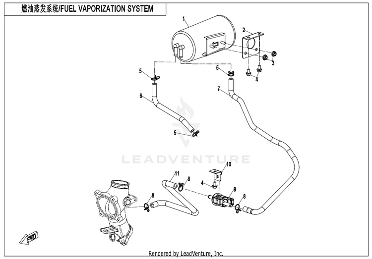 Fuel Evaporation System ZFORCE 950 Sport CF1000US-A 2020 Fire Red Schematic