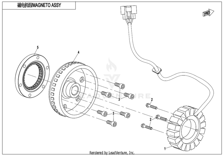 Magneto Assy. CF1000UZ UFORCE 1000 2025 Nebula Black Schematic