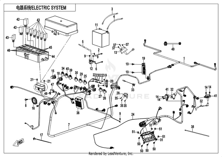 Electric System CF1000UU UFORCE 1000 2019 ATHENS BLUE Schematic