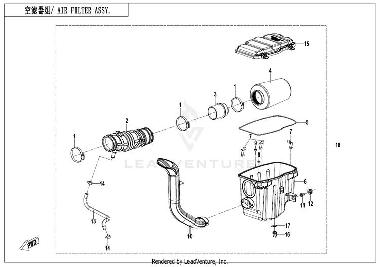 Air Filter Assy CF500AZ-9S CFORCE 500 S 2022 Force Red Schematic
