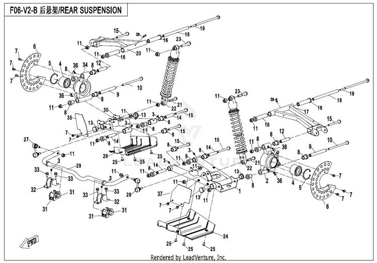 Rear Suspension CF800-3 UFORCE 800 EPS 2018 Grey Schematic