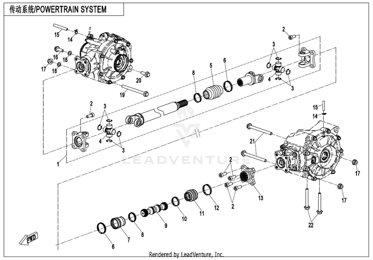 Drivetrain System ZFORCE 950 HO EX CF1000SZ-D 2022 Lava Orange Schematic