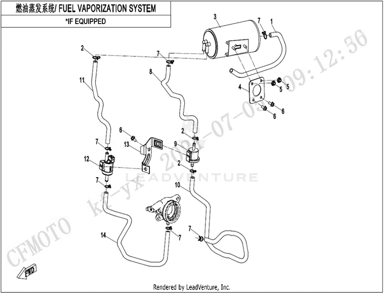 Evap System CF600AU-3S CFORCE 600 2022 Force Red Schematic