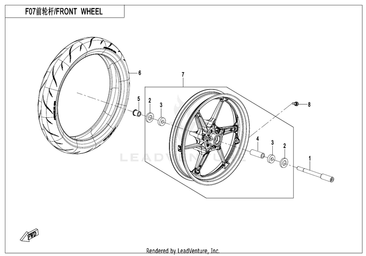 Front Wheel CF400-7US 450NK 2024 Nebula White Schematic