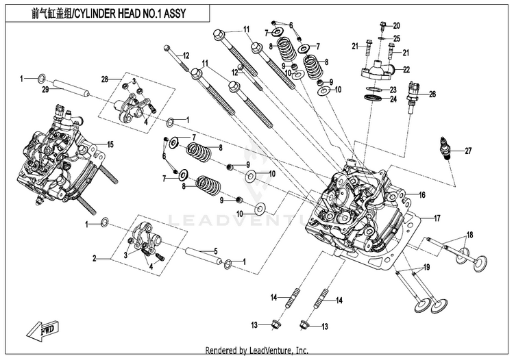 Cylinder Head No.1 Assy ZFORCE 950 HO EX CF1000SZ-D 2023 Nebula Black Schematic