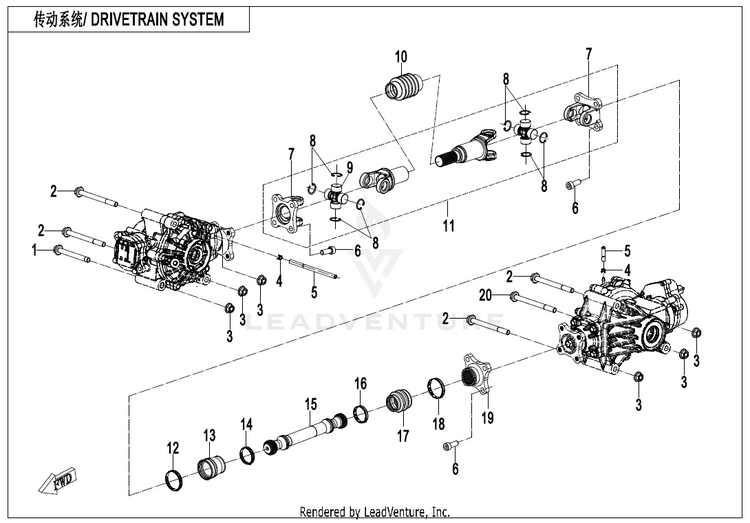 Drivetrain System CF500AZ-9S CFORCE 500 S 2022 Force Red Schematic