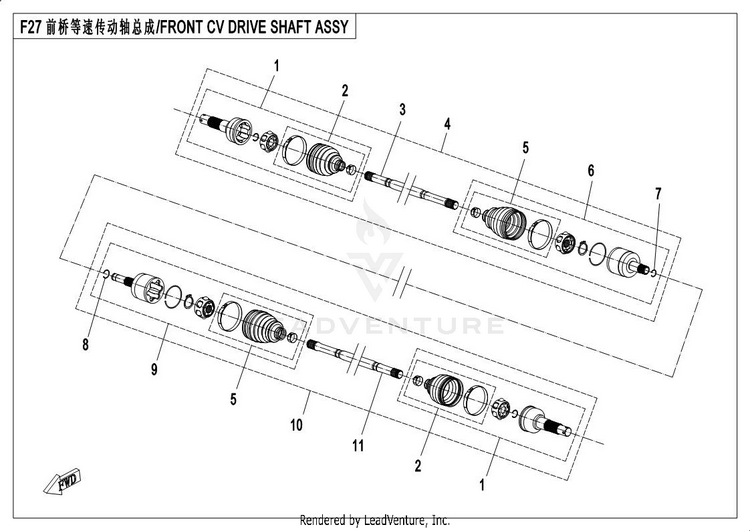 Front Cv Drive Shaft Assy (Qc) UFORCE 500 CF500UU 2017 Crystal Orange Schematic
