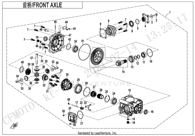 Front Axle CF1000UZ UFORCE 1000 2025 Nebula Black Schematic