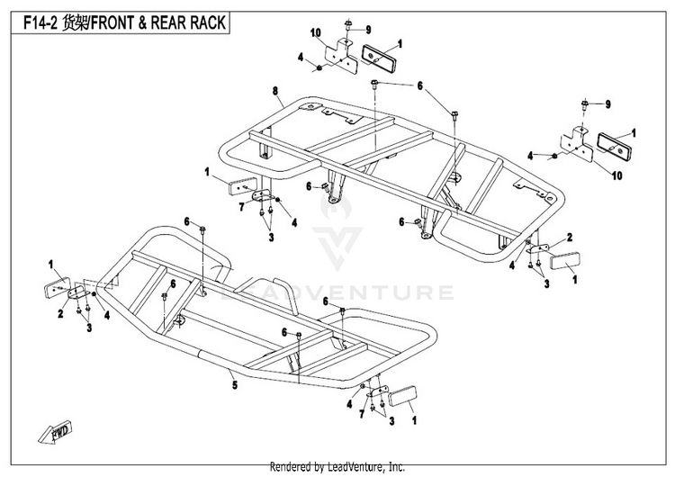 Rack (2) CF500AU-7S CFORCE 500 S 2017 Ferrari  Red Schematic