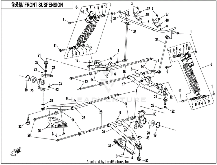 Front Suspension CF800 ZFORCE 800 EX EPS 2022 ATHENS BLUE Schematic
