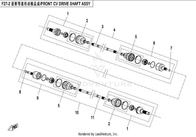 Front Cv Drive Shaft Assy (Sps) CFORCE 500 HO CF500AU-6L 2017 Crystal Orange Schematic