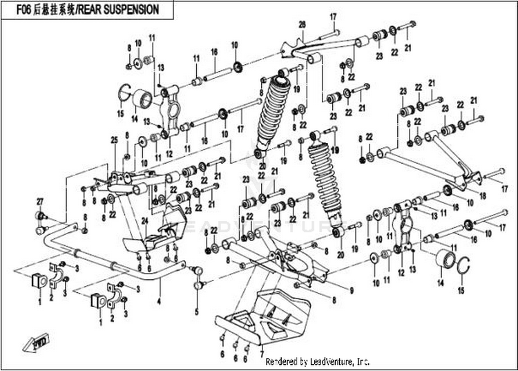 Rear Suspension CFORCE 400 CF400AU 2016 Crystal Orange Schematic