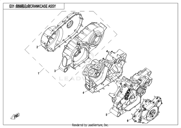 Crank Case Assy CF800-3 UFORCE 800 EPS 2018 Grey Schematic