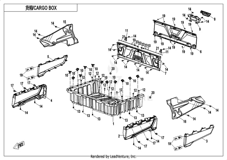 Cargo Box CF1000UU UFORCE 1000 2019 ATHENS BLUE Schematic