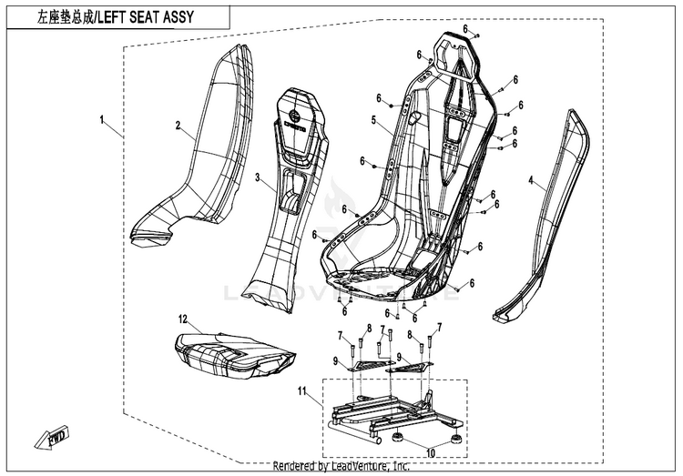 Seat(Black) ZFORCE 950 Sport CF1000US-A 2020 Fire Red Schematic