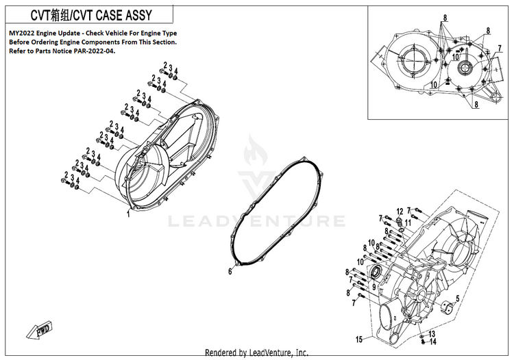 Cvt Case Assy (Dry Clutch) CF800 ZFORCE 800 EX EPS 2022 ATHENS BLUE Schematic
