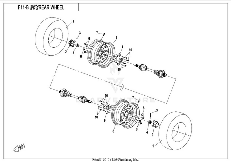 Rear Wheel (New) CF500AU-7S CFORCE 500 S 2017 Ferrari  Red Schematic