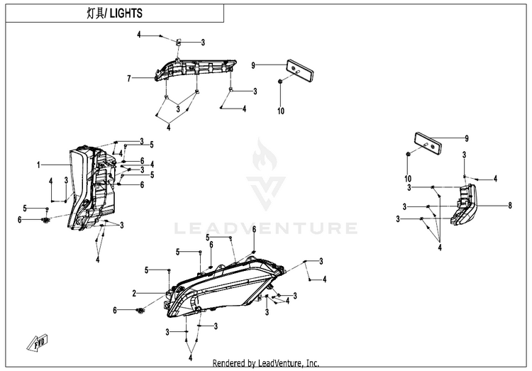 Light(Without Turn Light) ZFORCE 950 HO EX CF1000SZ-D 2022 Lava Orange Schematic